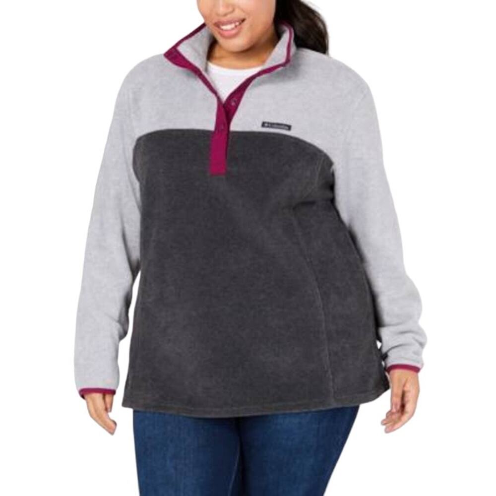 Columbia Women's Two-Tone Gray & Charcoal Pullover with Berry Trim
